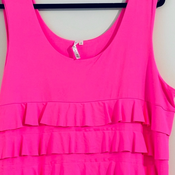 LuLu B Vibrant Pink Ruffle Tiered Maxi Dress Size 1X - Picture 9 of 16